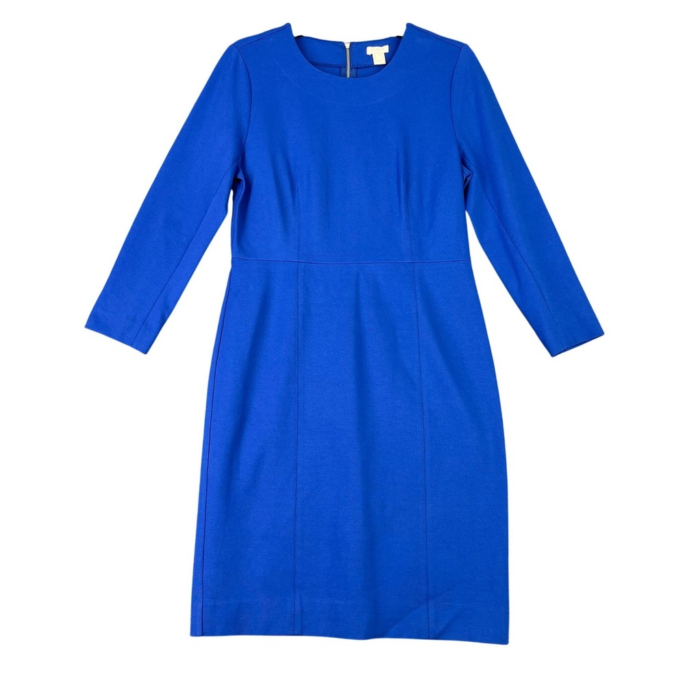 J Crew Sheath Dress Zipper Back Tailored Women 6 Office Career Minimalist‎ Chic